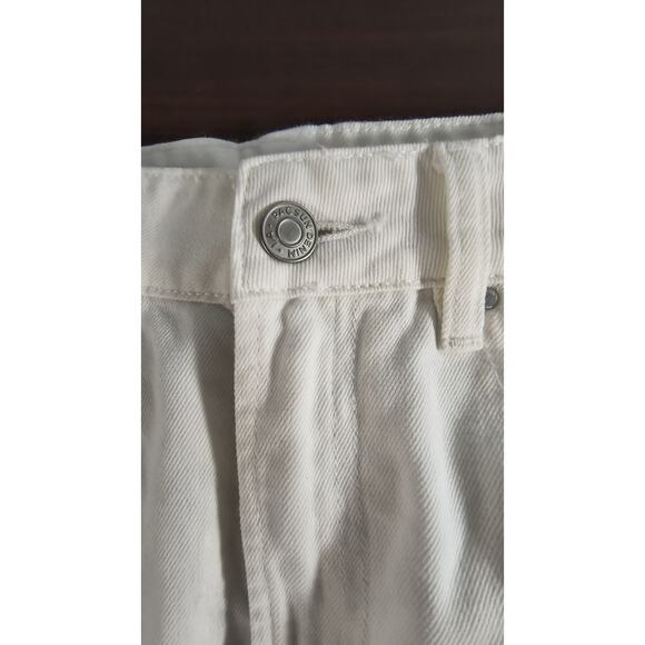 PacSun Embroidered Mini Skirt Women's Size 26 White Denim Fringe Hem Zip Front - Picture 7 of 16